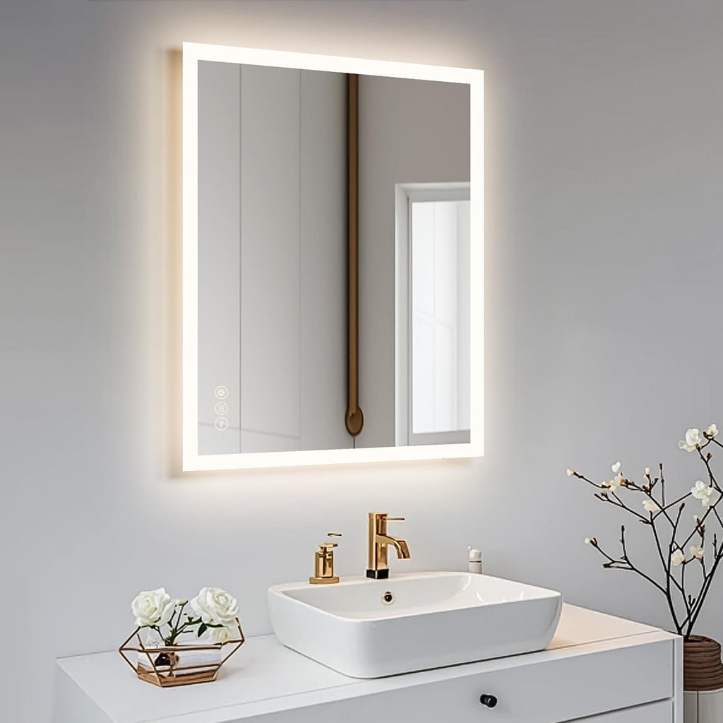 LED vonios veidrodis 50x70 cm su šiltu apšvietimu
