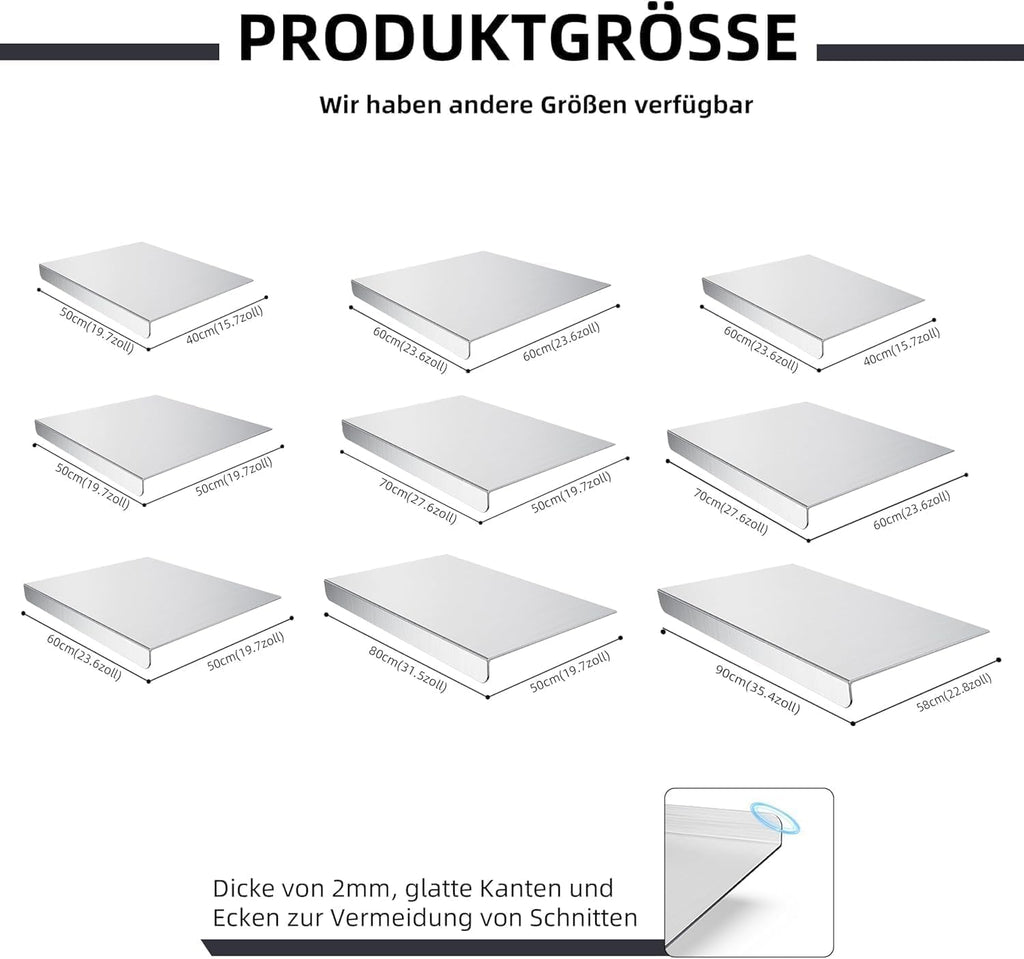 A921 Nerūdijančio plieno minkymo ir pjaustymo lenta 60 × 70 cm - PIGIUKAI