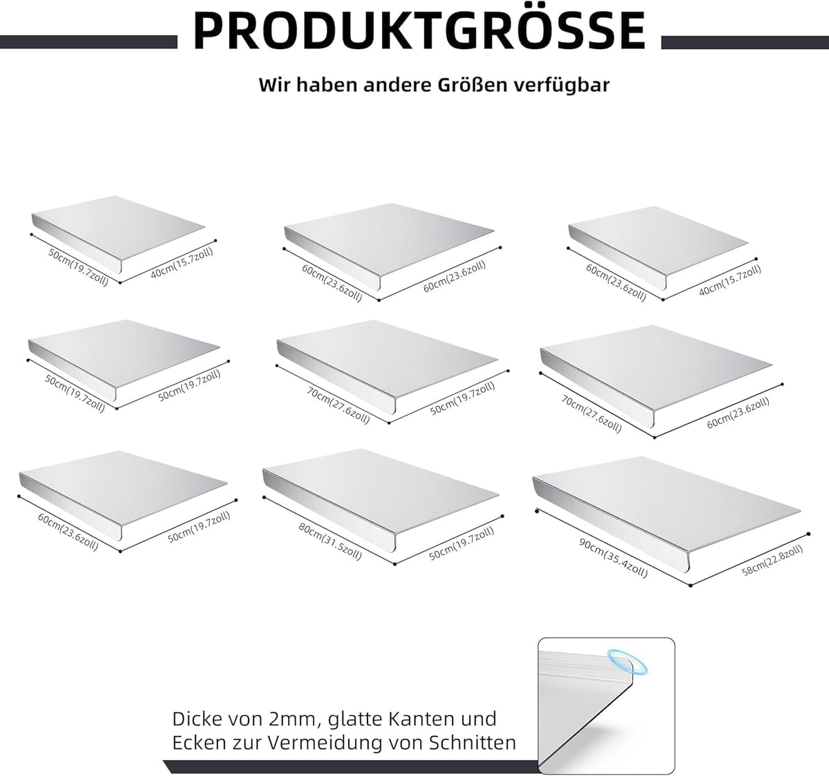 A921 Nerūdijančio plieno minkymo ir pjaustymo lenta 60 × 70 cm - PIGIUKAI