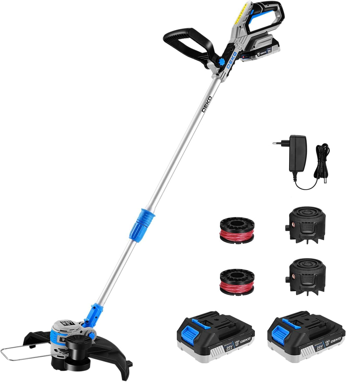 Akumuliatorinė žoliapjovė-trimeris, 20 V, 30 cm, su 2 akumuliatoriais ir įkrovikliu