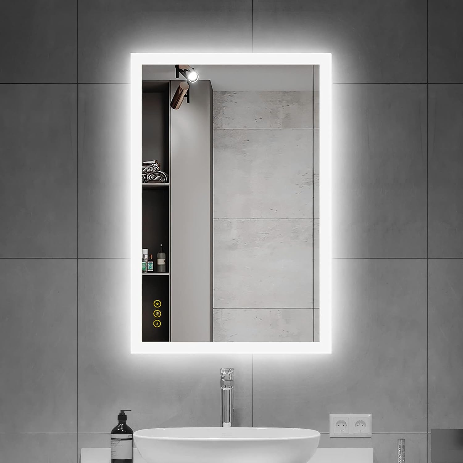 LED vonios veidrodis su Bluetooth garsiakalbiu 50x70 cm