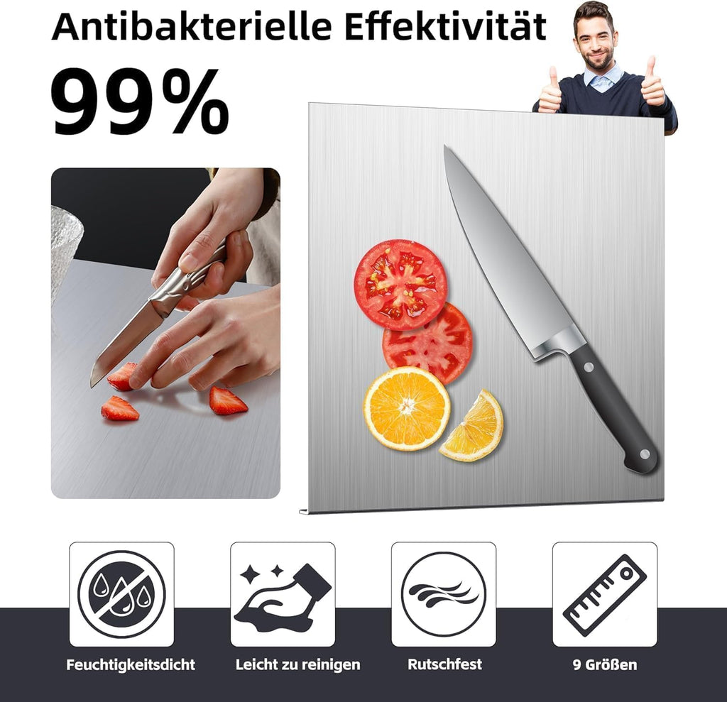 A921 Nerūdijančio plieno minkymo ir pjaustymo lenta 60 × 70 cm - PIGIUKAI