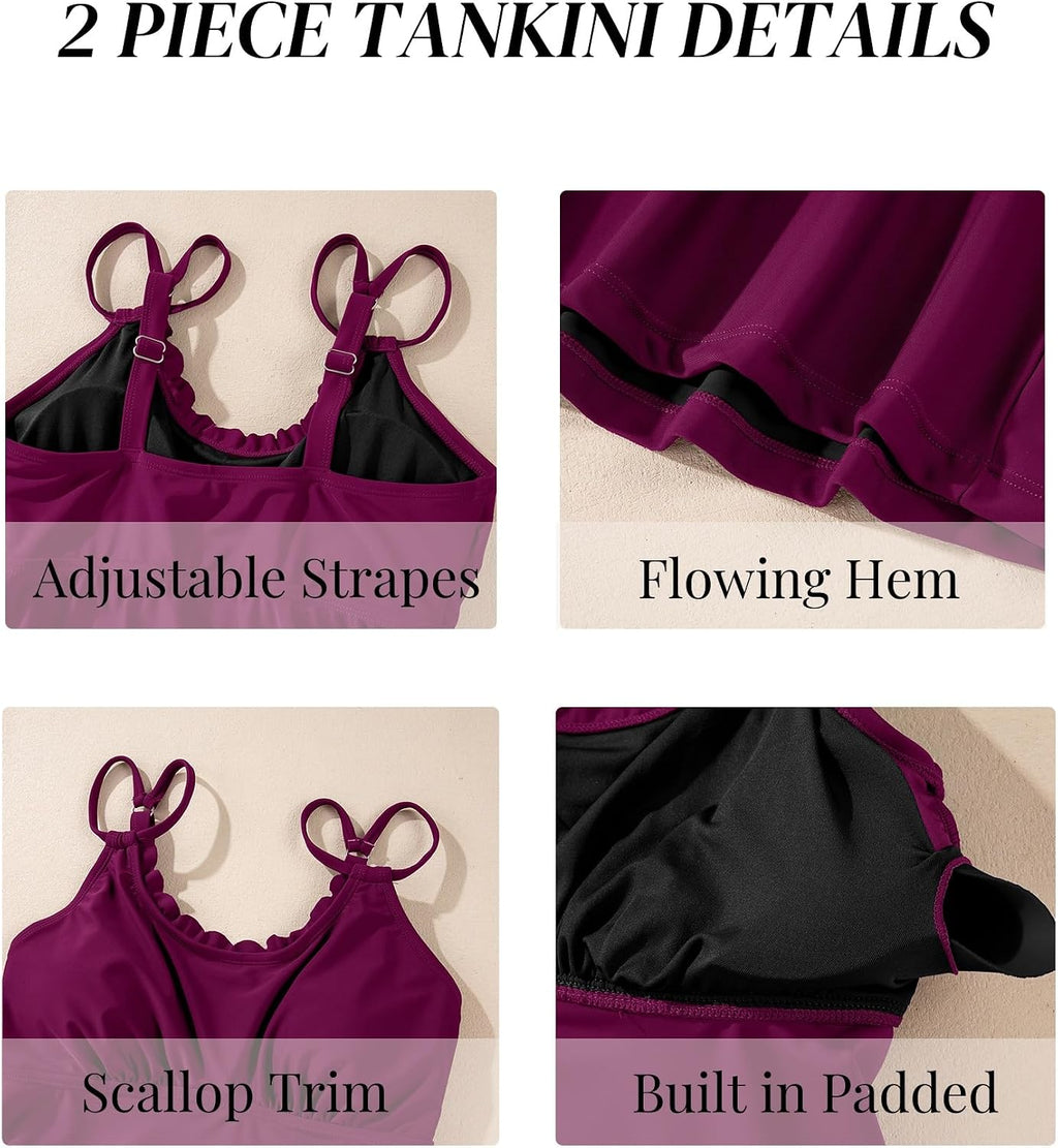 NR89 Bsubseach tankini, dvi dalys, bordo, dydis 2XL - PIGIUKAI