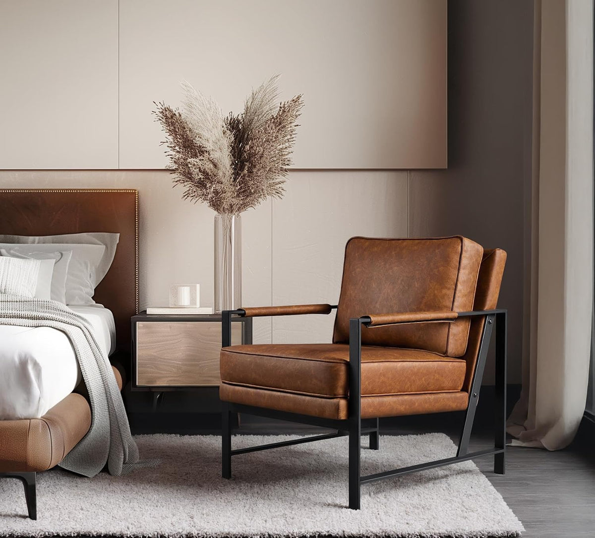 Retro foteliukas Yaheetech rudas
