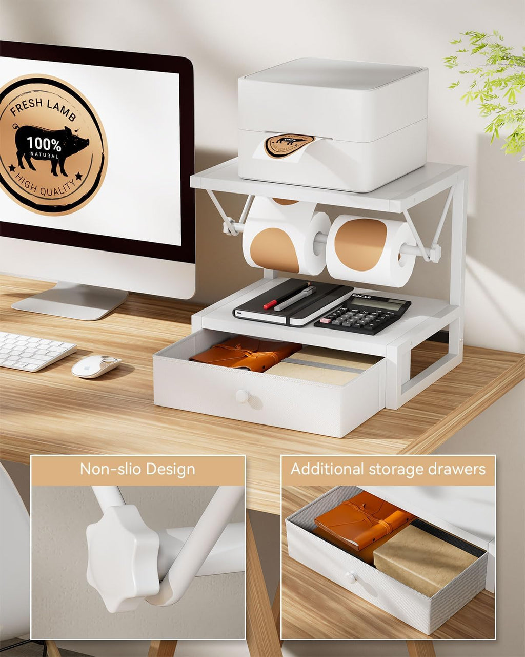 B016 Balta lipdukų spausdintuvo lentynėlė - PIGIUKAI