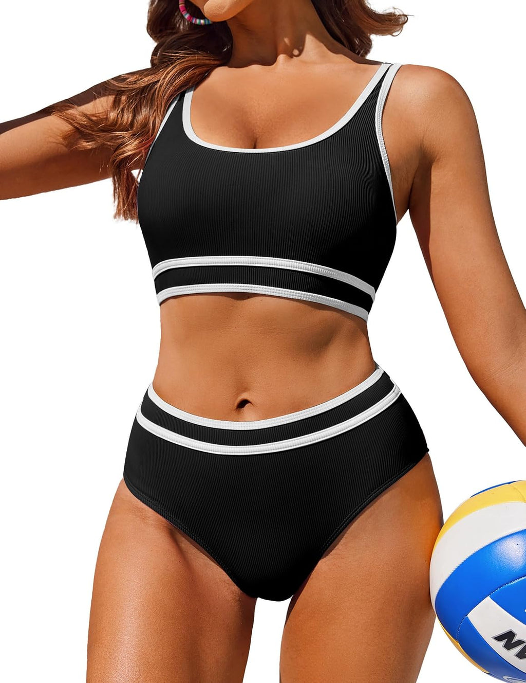 NR1 AI'MAGE bikinis, dvi dalys, juodai baltas, dydis XL - PIGIUKAI