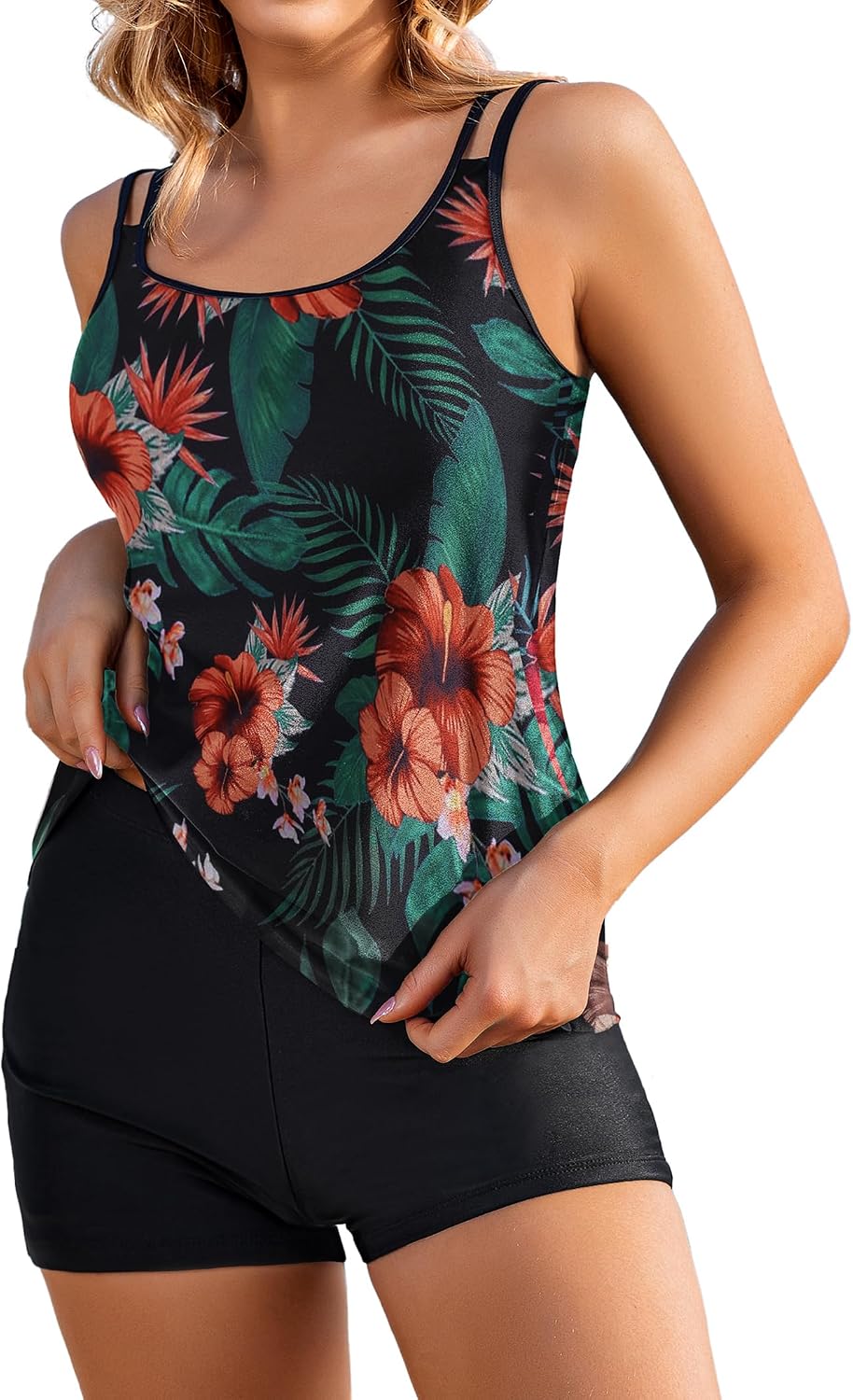 NR12 AI'MAGE tankini, dvi dalys, gėlėtas tamsus, dydis XXL - PIGIUKAI