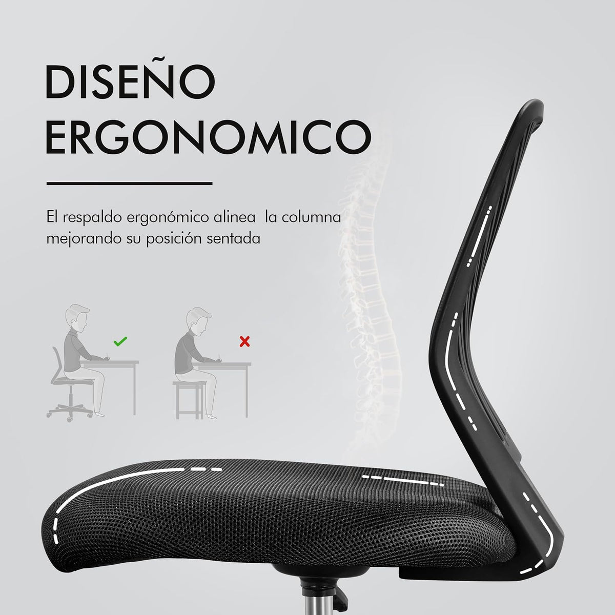Ergonominė biuro kėdė be porankių, Yaheetech