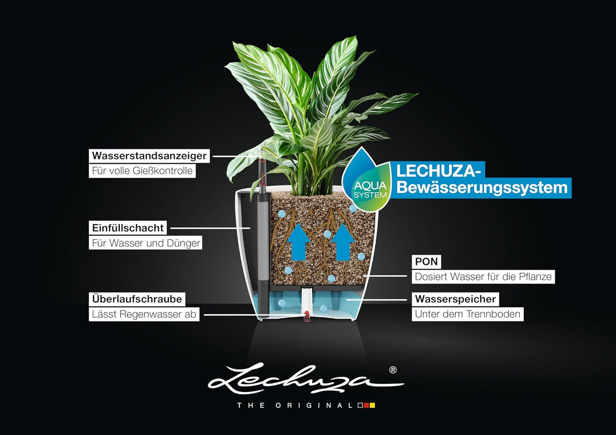 Savaime laistantis vazonas Lechuza Classico, skersmuo 68cm, aukštis 65cm, baltas - PIGIUKAI