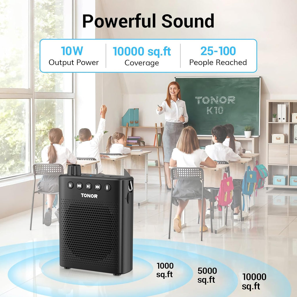 Įkraunama balso stiprintuvo sistema TONOR K10, 10W, Bluetooth 5.2, su laisvų rankų mikrofonu - PIGIUKAI