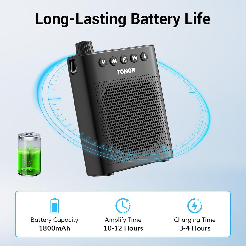 Įkraunama balso stiprintuvo sistema TONOR K10, 10W, Bluetooth 5.2, su laisvų rankų mikrofonu - PIGIUKAI