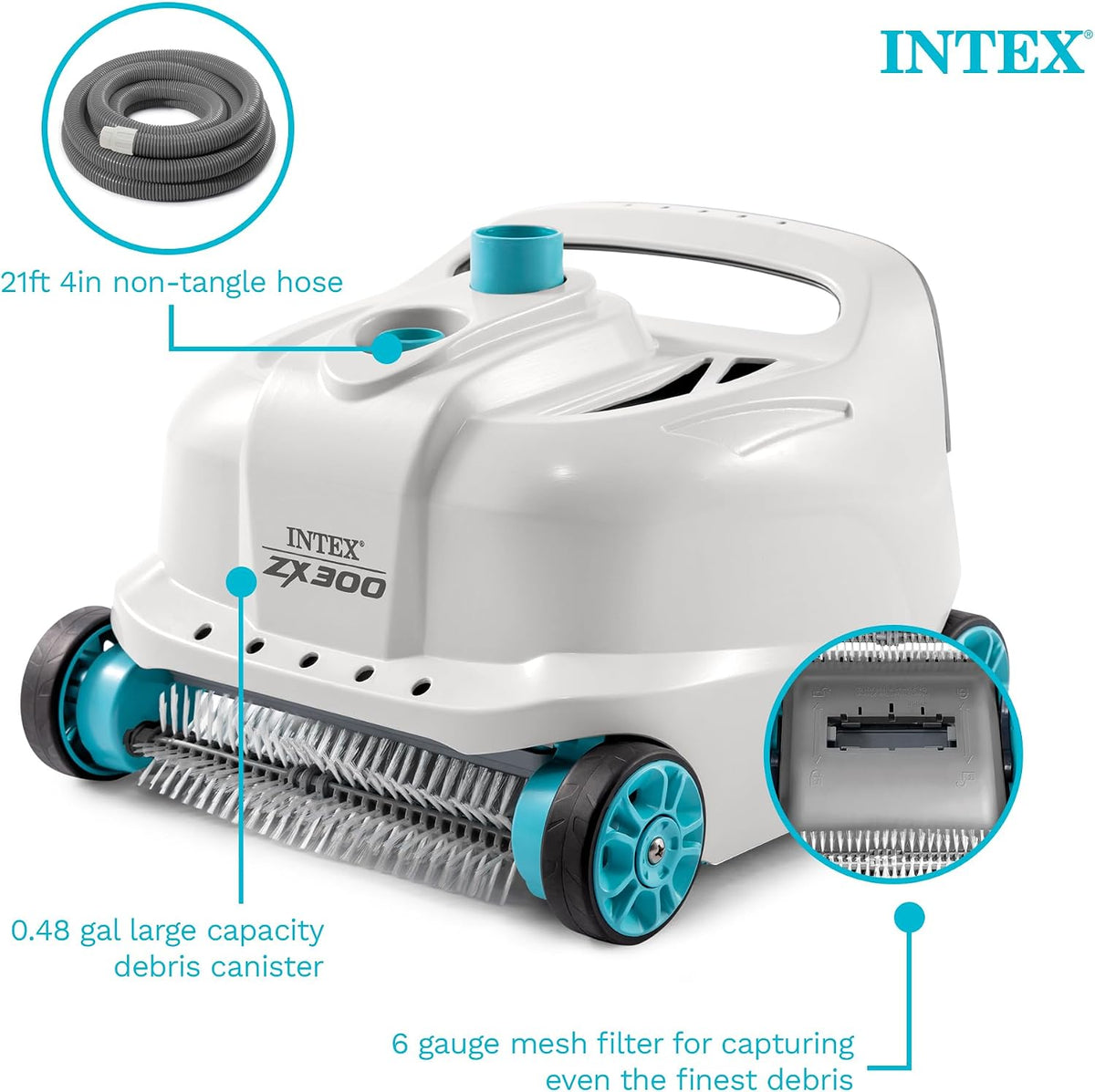 Automatinis baseino valymo siurblys Intex ZX300 Deluxe, žarna 6.5m - PIGIUKAI