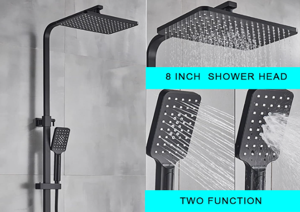 A42 Termostatinė dušo sistema su lietaus efekto galvute – aukštos kokybės žalvarinis korpusas