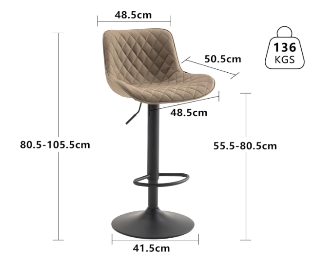 A122 YOUNIKE adjustable bar stool set (2 pcs.)