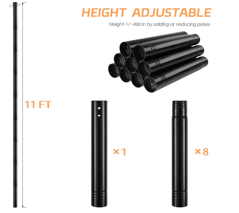 A134 Black awning pole set