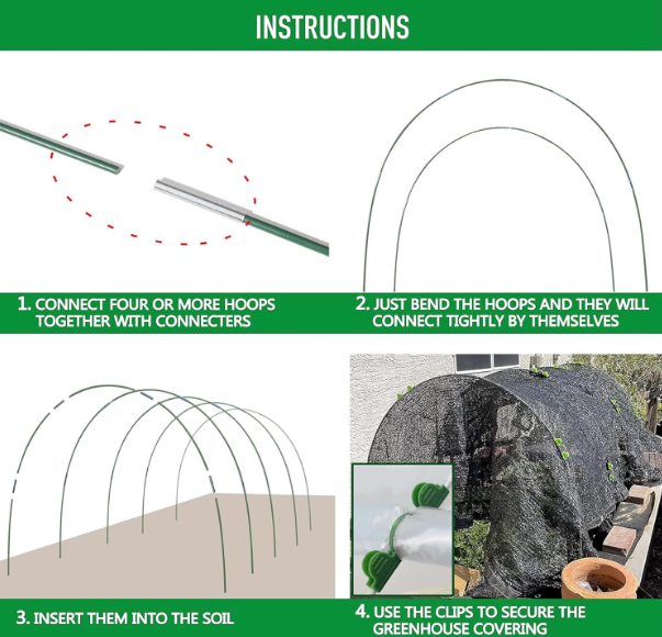 A107 Tunnel greenhouse hoops 18pcs black