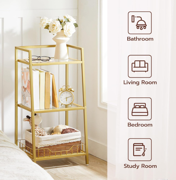 A111 Gold 3-Tier Glass Shelf – for Bathroom and Home