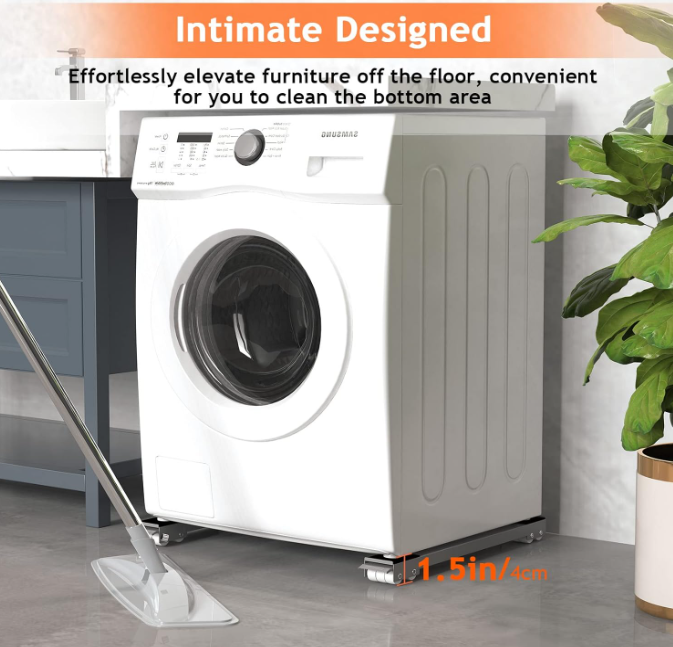 A68 Pilkas buitinės technikos stovas su ratukais