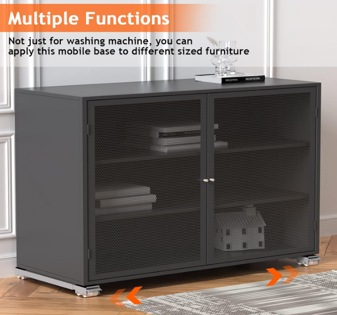 A68 Pilkas buitinės technikos stovas su ratukais