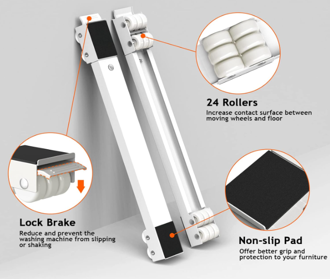 A70 Baltas buitinės technikos stovas su ratukais