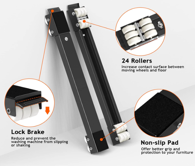A71 Juodas buitinės technikos stovas su ratukais