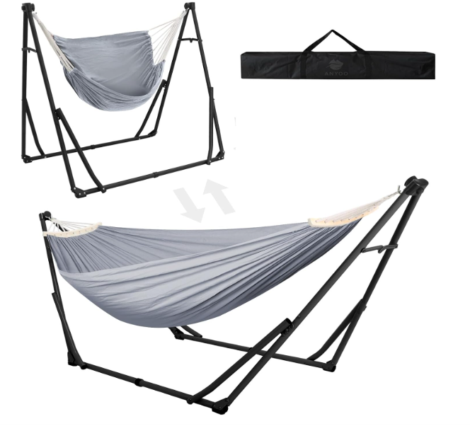 A152 Nešiojamas hamakas–kėdė su stovu