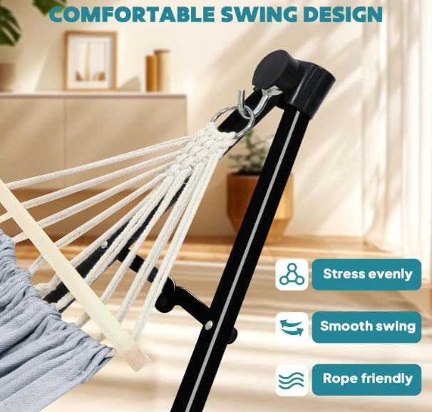 A152 Nešiojamas hamakas–kėdė su stovu