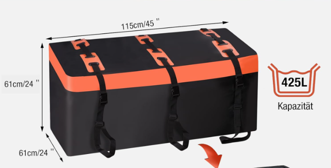 A154 Sulankstoma stogo bagažinė atspari vandeniui ir plyšimams