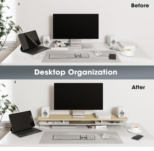 A157 Dvigubas/Trijų Monitorių Stovas su Lentyna