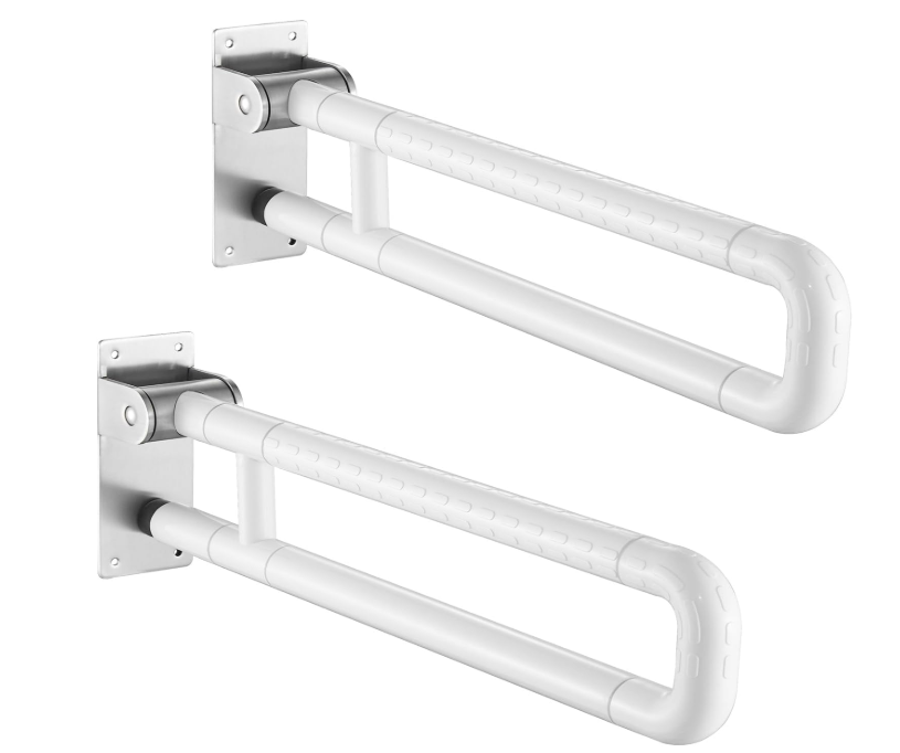 A88 (2vnt) Balti 60cm Porankiai tualetui vyresnio amžiaus žmonėms, neįgaliesiems ir nėščiosioms