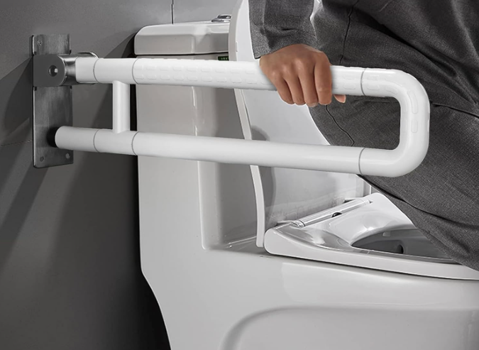 A88 (2vnt) Balti 60cm Porankiai tualetui vyresnio amžiaus žmonėms, neįgaliesiems ir nėščiosioms