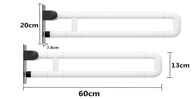 A88 (2vnt) Balti 60cm Porankiai tualetui vyresnio amžiaus žmonėms, neįgaliesiems ir nėščiosioms