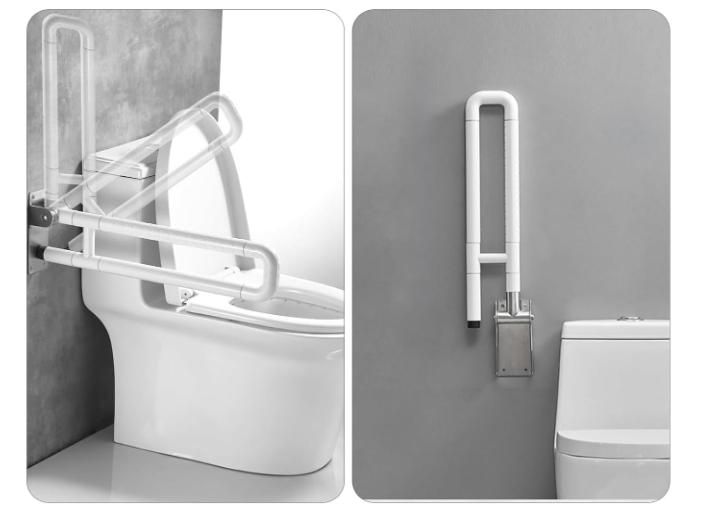 A88 (2vnt) Balti 60cm Porankiai tualetui vyresnio amžiaus žmonėms, neįgaliesiems ir nėščiosioms