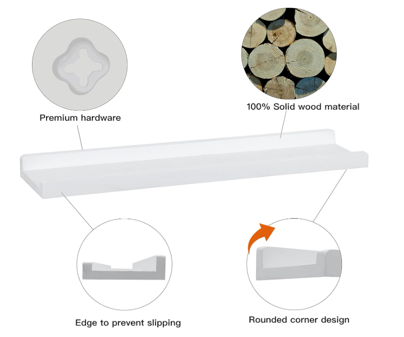 A38 Sieninės lentynos su apsauginiu krašteliu – 2 vnt. rinkinys