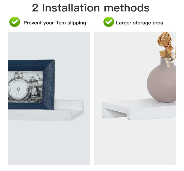 A38 Sieninės lentynos su apsauginiu krašteliu – 2 vnt. rinkinys