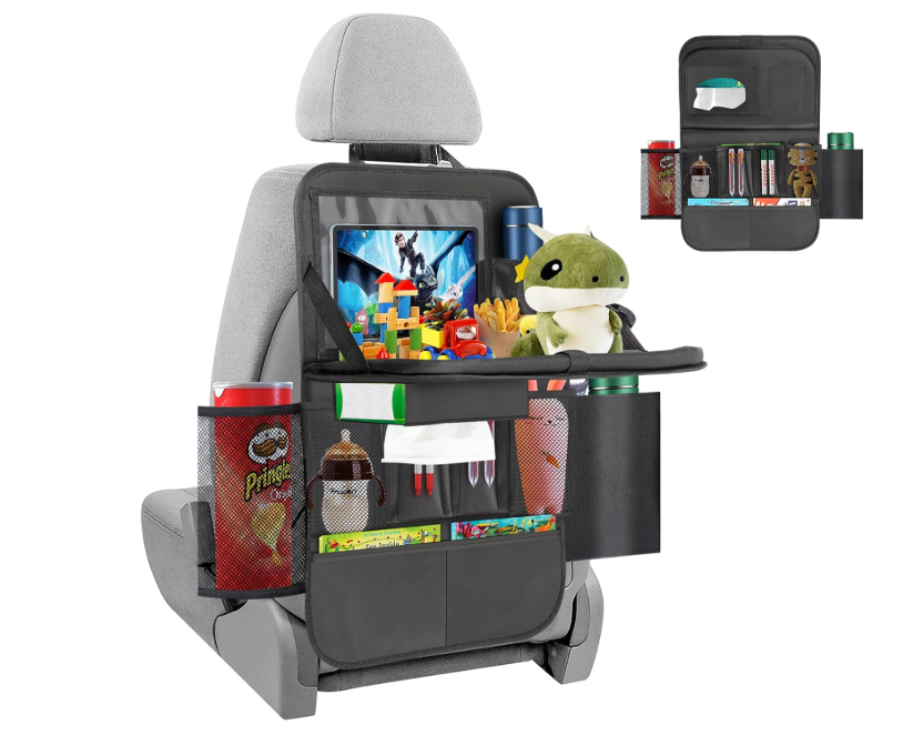 Vaikų Automobilio Sėdynės Organizatorius su Sulankstomu Staliuku ir iPad Dėklu