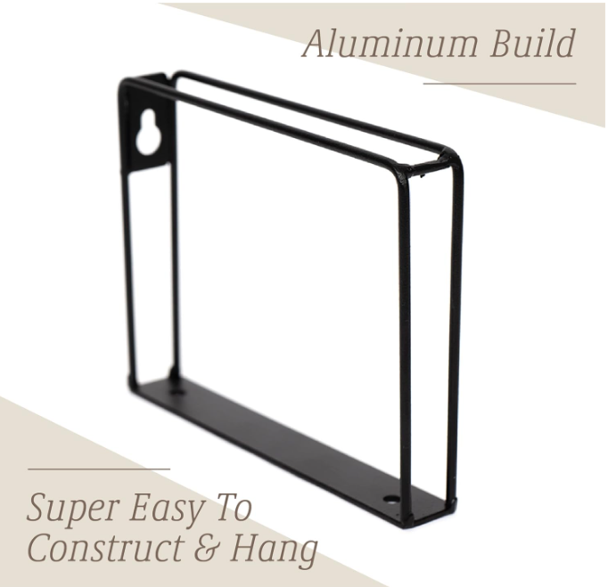 A16  Medinės sieninės lentynos su metaliniais laikikliais