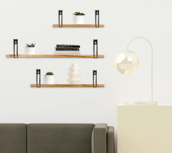 A27 Elegantiškos medinės plaukiojančios sieninės lentynos