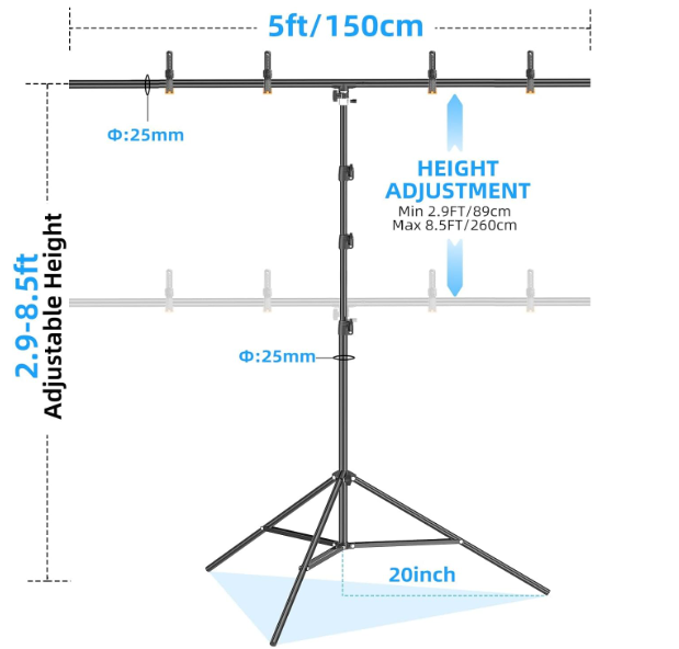 A190 Lengvas fonų stovas iš aliuminio lydinio