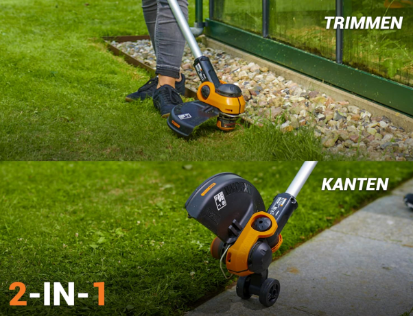 A191 Worx akumuliatorinė žoliapjovė 20 V – 3 viename: žoliapjovė, mini vejapjovė ir kraštų kirpimo įrankis