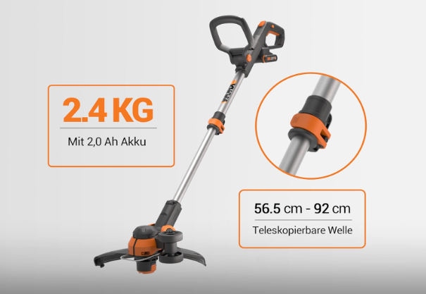 A191 Worx akumuliatorinė žoliapjovė 20 V – 3 viename: žoliapjovė, mini vejapjovė ir kraštų kirpimo įrankis
