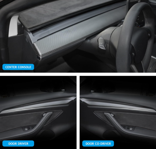 A225 Anglies Pluošto Stiliaus Apdaila - Tesla Model 3 / Model Y ABS