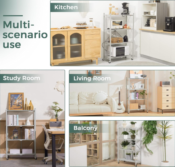 A234 Sulankstoma metalinė lentyna su ratukais – Be Surinkimo