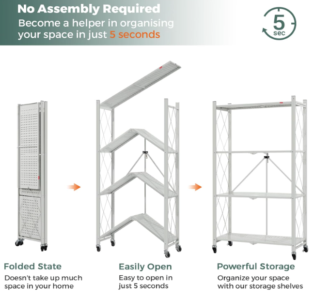 A234 Sulankstoma metalinė lentyna su ratukais – Be Surinkimo