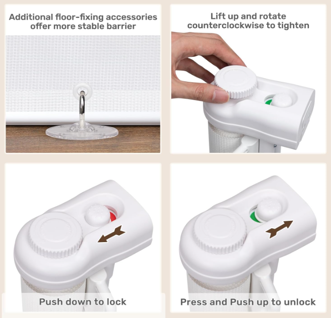 A259 Balta  Ištraukiama Saugumo Tvorelė – 300 cm