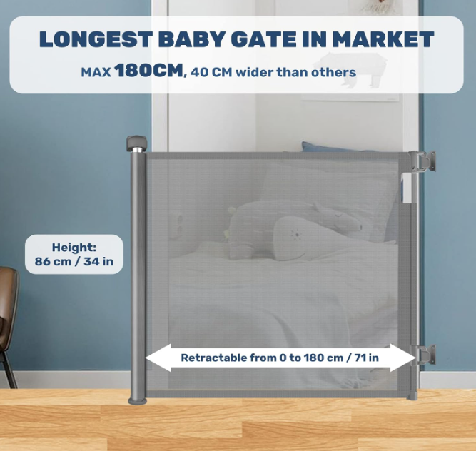 A261 Pilka ištraukiama saugumo tvorelė - 180cm