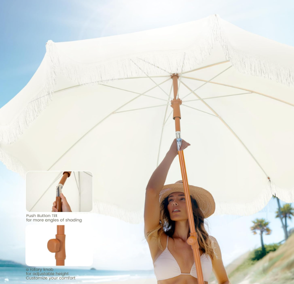 A274 Pažeista prekė. Bohemiško stiliaus paplūdimio skėtis