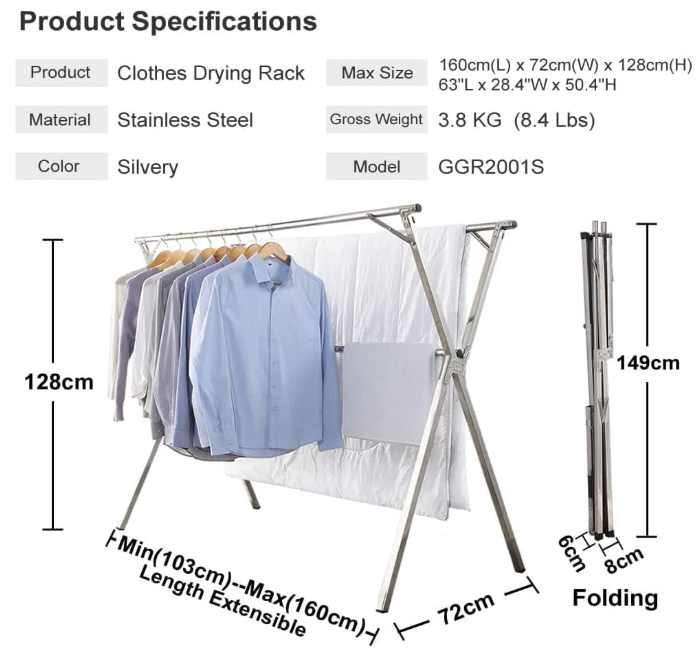 A276 Nerūdijančio plieno drabužių stovas