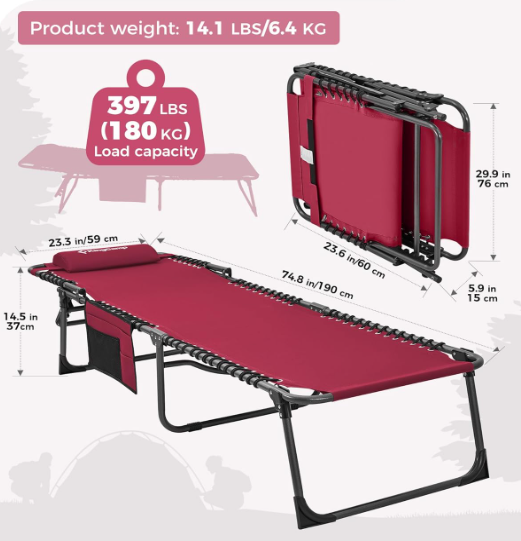 A295 Vyšnių spalvos sulankstomas gultas–kėdė