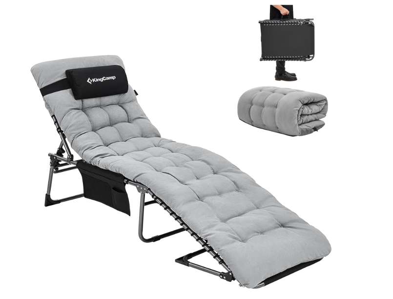 A296 Pažeista prekė. Juodas sulankstomas gultas–kėdė su paminkštinimu.